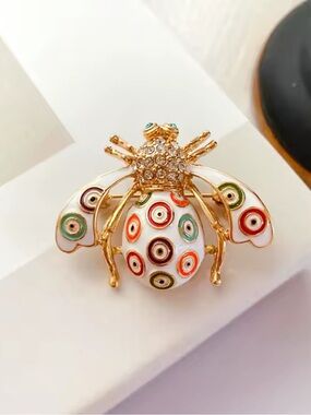 Artisanal Celestia Enamel Bee Brooch